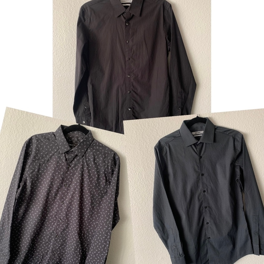 Men’s Dress Shirt Lot. 3 Shirts. Bar III DKNY Calvin Klein S M Slim Fit